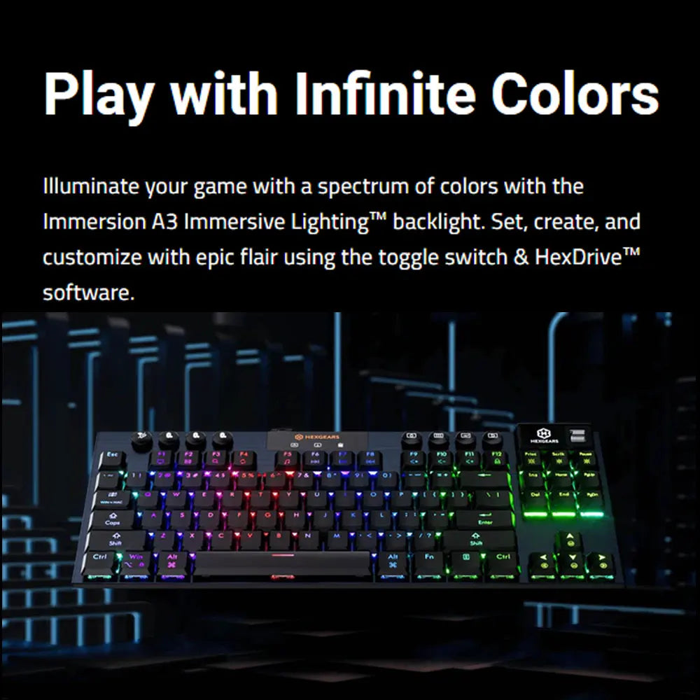 HEXGEARS A3 Mechanical Keyboard Kailh Switch Bluetooth/2.4G/Type-C Wired Connection 87 Key RGB Hot Swap Wireless Gaming Keyboard