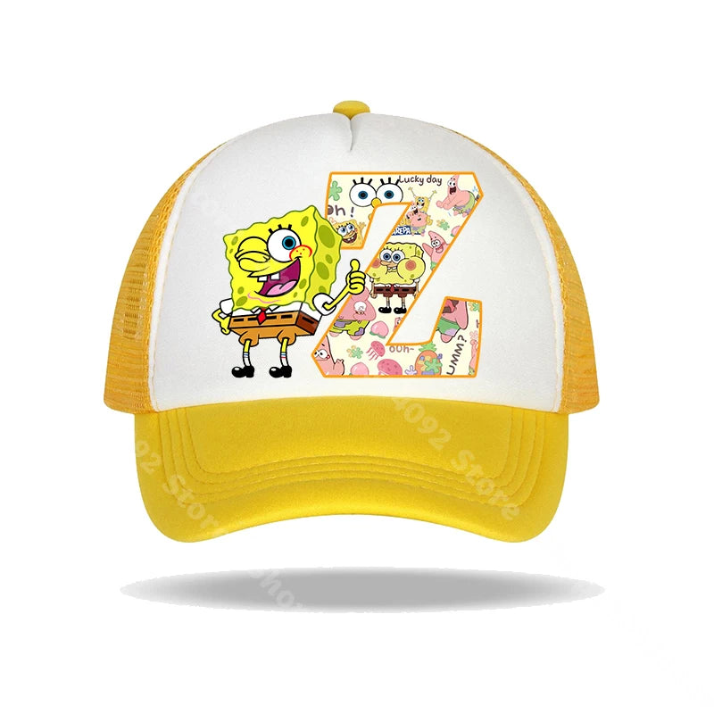Casquette de baseball Bob l'éponge pour enfants et adultes, imprimé lettres, chapeaux de soleil, anime, dessin animé, casquettes à visière réglable, chapeau décontracté d'été, nouveauté