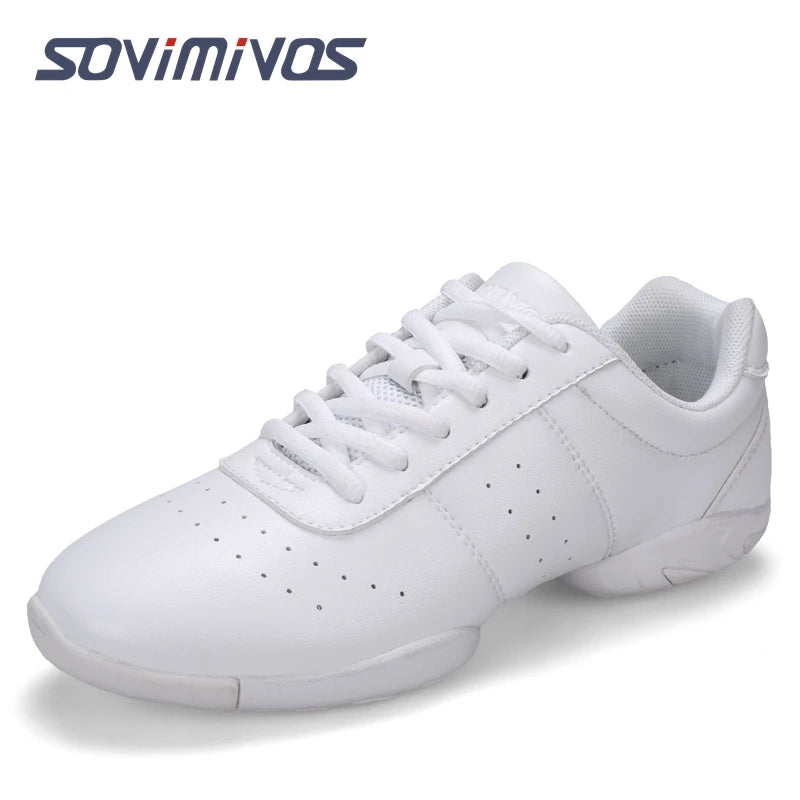 Zapatillas de baile para mujer, zapatillas deportivas planas y ligeras, zapatillas de gimnasia aeróbica de competición, zapatillas deportivas para fitness, zapatillas de baile blancas.