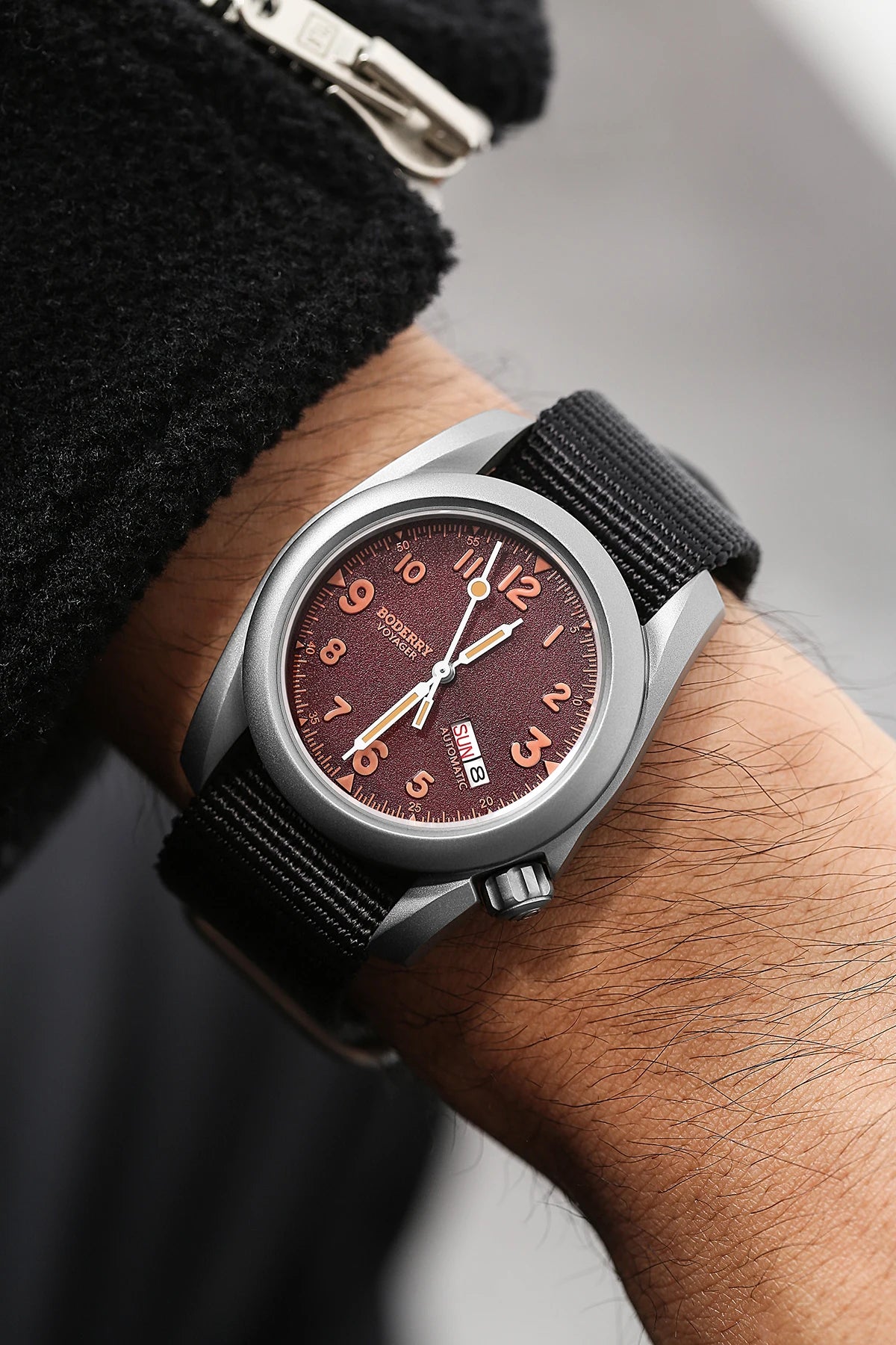Relógio masculino Boderry Field Watches VOYAGER, caixa em bronze, mecânico automático, 100M impermeável, estilo militar, marca de topo