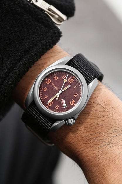 Relógio masculino Boderry Field Watches VOYAGER, caixa em bronze, mecânico automático, 100M impermeável, estilo militar, marca de topo