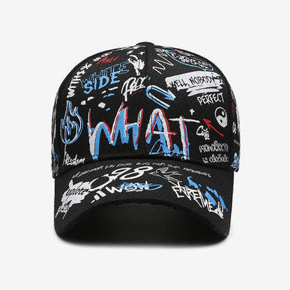Graffiti Print Baseball Cap Adjustable Sun Protection Breathable Hat for Outdoor Activities Fishing Camping