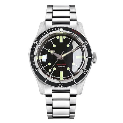 200M Water Resistant Mechanical Wristwatch Miyota 8215 Domed Sapphire Glass 120 clicks Bezel Steel Band Luminous Marks