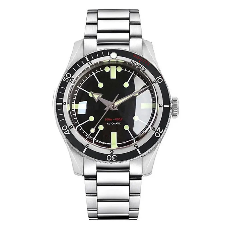 Pilot Watch 200M Water Resistant Mechanical Wristwatch NH35A PT5000 Miyota 8215 Domed Sapphire Glass 120 clicks Bezel Steel Band