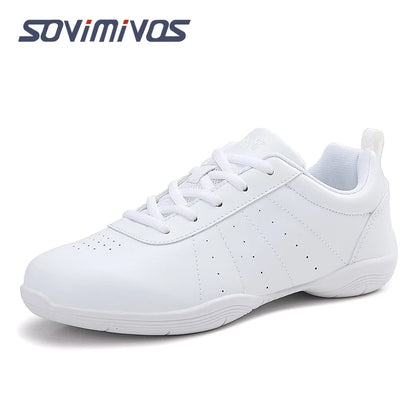 Zapatillas de baile para mujer, zapatillas deportivas planas y ligeras, zapatillas de gimnasia aeróbica de competición, zapatillas deportivas para fitness, zapatillas de baile blancas.