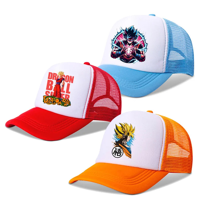 Dragon Ball Baseballkappe, Anime-Bedruckte Kappen, atmungsaktive Schirmmütze, Cartoon, Goku, Sommersport, Snapback, Mesh-Sonnenhut, Geschenk für Kinder