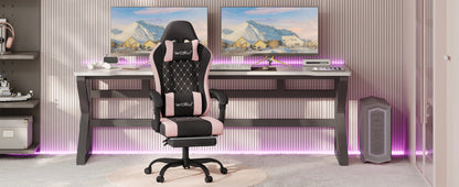 WOLTU Massage Gaming Chair Ergonomic Swivel Computer Chair with Pillow & Footrest Adjustable Headrest Lumbar Support Gamer Chair