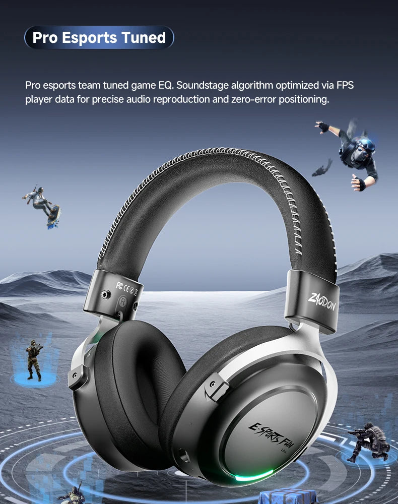 HaaYot Professional Wireless Gaming Bluetooth 6.0 Headset, 7.1 Virtual Surround Sound, Low Latency 15ms for PC, PS5, Mobile, Switch