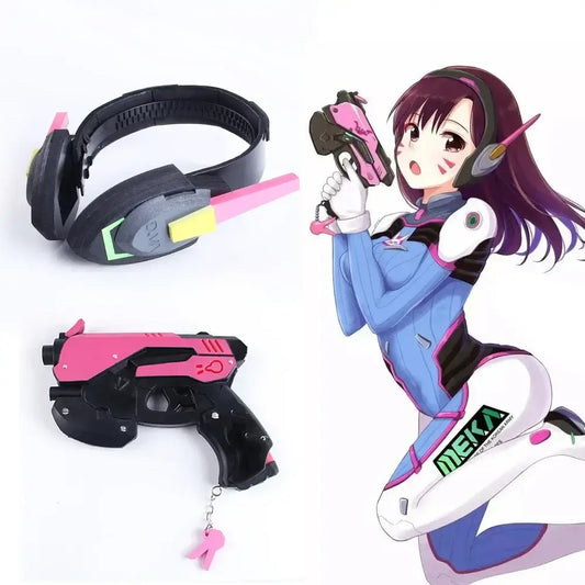 Игра Overwatch D.Va слушалка пистолет Hana Song DVA оръжие пистолет косплей реквизит коледна Хелоуин парти играчка косплей аксесоари