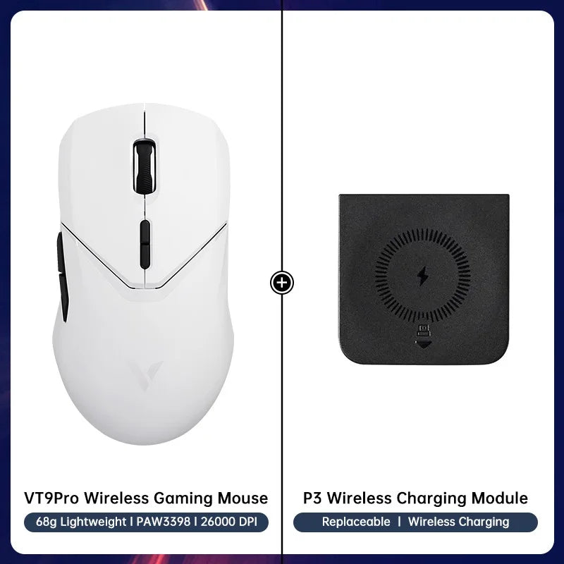 Rapoo VT9PRO PAW3398 Wireless Gaming Mouse 68g Wired Programmable Ergonomic Mice 26000DPI Type C Rechargeable Pc Gamer Accessory