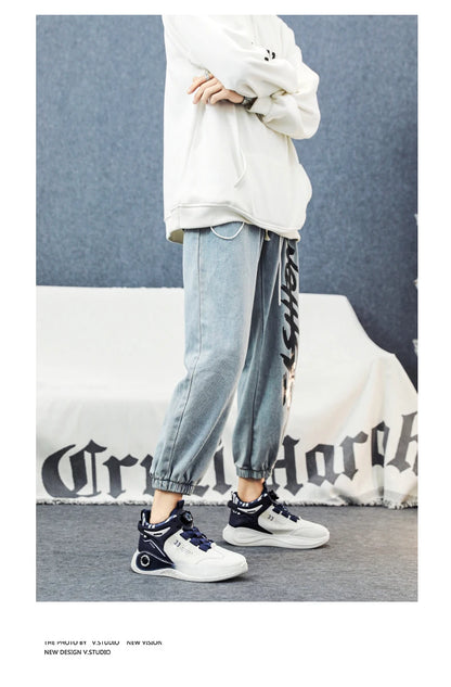 Men's Sneakers with Rotating Buckle Comfortable Non-Slip Lace-Up Durable Shoes for Outdoor Activities