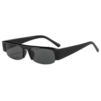 vintage small rectangle half frame black sunglasses for new fashion leopard gradient sun glasses ladies trendy driving eyewear