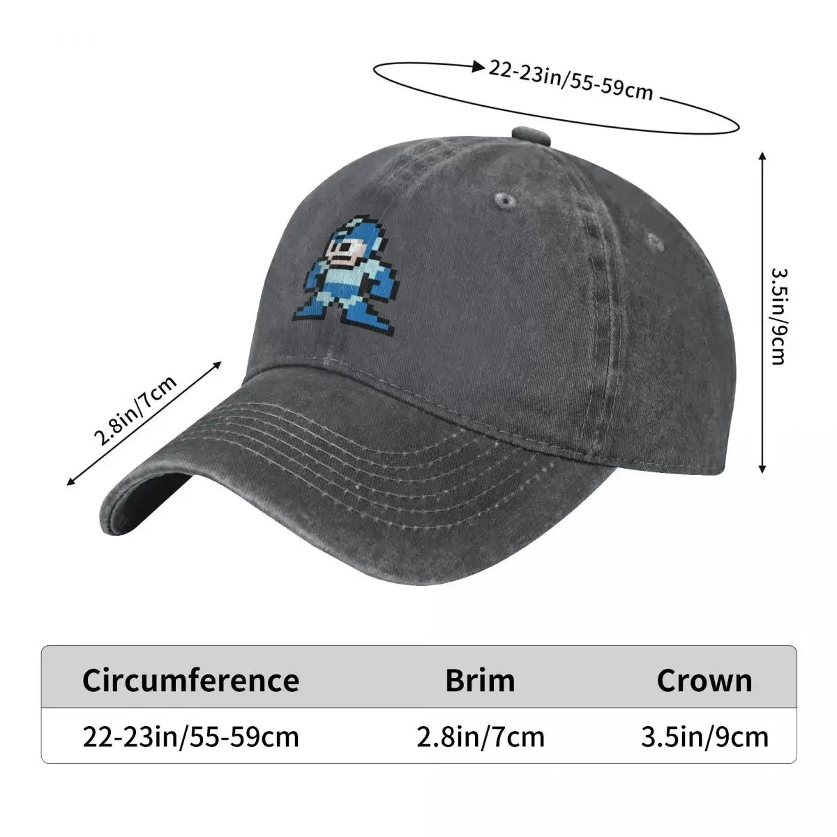 Megaman 8-Bit-Baseballkappe, neu, niedliche Vintage-Luxuskappe für Damen und Herren
