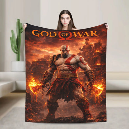 God of War Game Gamers Kratos Blanket  Soft Warm Funny Plush Throw Blanket For Home Decor Travel Flannel Bedspread Bed Cover