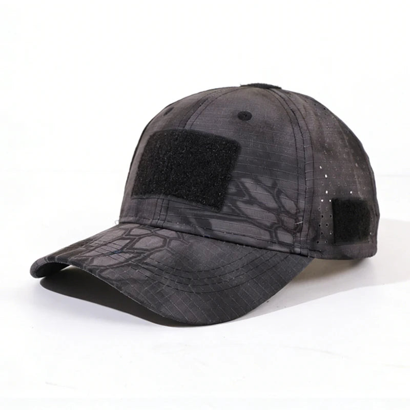 Casquette de baseball fonctionnelle de camouflage pour l'extérieur 1PC ! Tissu à séchage rapide + autocollant à personnaliser : un incontournable pour les adeptes de la mode tactique.
