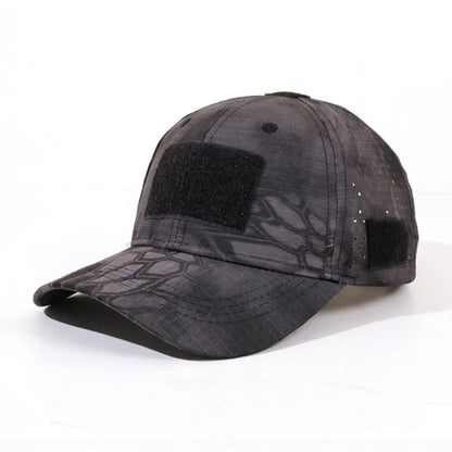 Casquette de baseball fonctionnelle de camouflage pour l'extérieur 1PC ! Tissu à séchage rapide + autocollant à personnaliser : un incontournable pour les adeptes de la mode tactique.