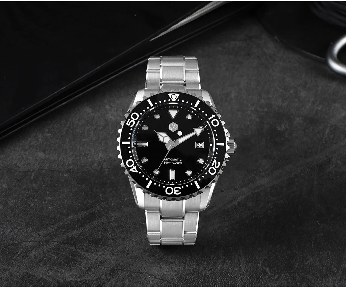 San Martin New 40-44mm Luxury Men's Diver Watch, Classic High Quality NH35 YN55 Automatic Mechanical, Sapphire, BGW-X1, 20Bar