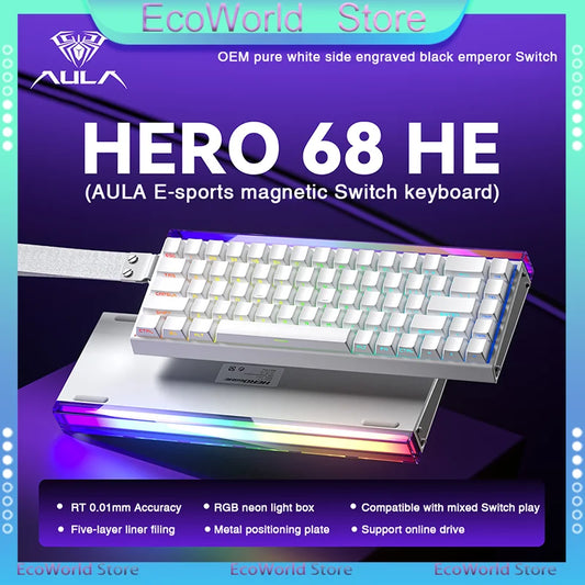 AULA HERO68 HE Magnetic Switch Keyboard Rapid Trigger 8K Polling Rate Esports Gaming Keyboard RGB Wired Mechanical Keyboard