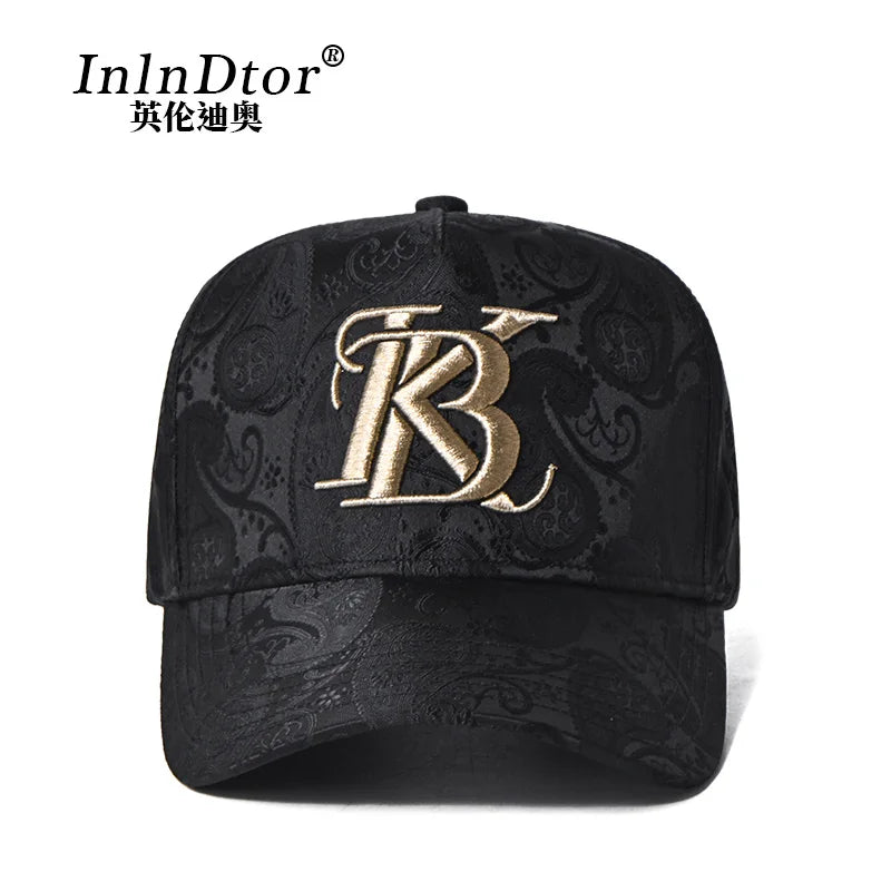 Casquette de baseball haute de mode brodée pour homme, imprimé noix de cajou, casquette décontractée d'extérieur, bordure sur le devant, toutes saisons