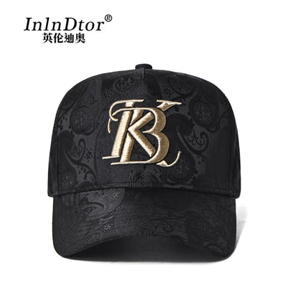 Casquette de baseball haute de mode brodée pour homme, imprimé noix de cajou, casquette décontractée d'extérieur, bordure sur le devant, toutes saisons