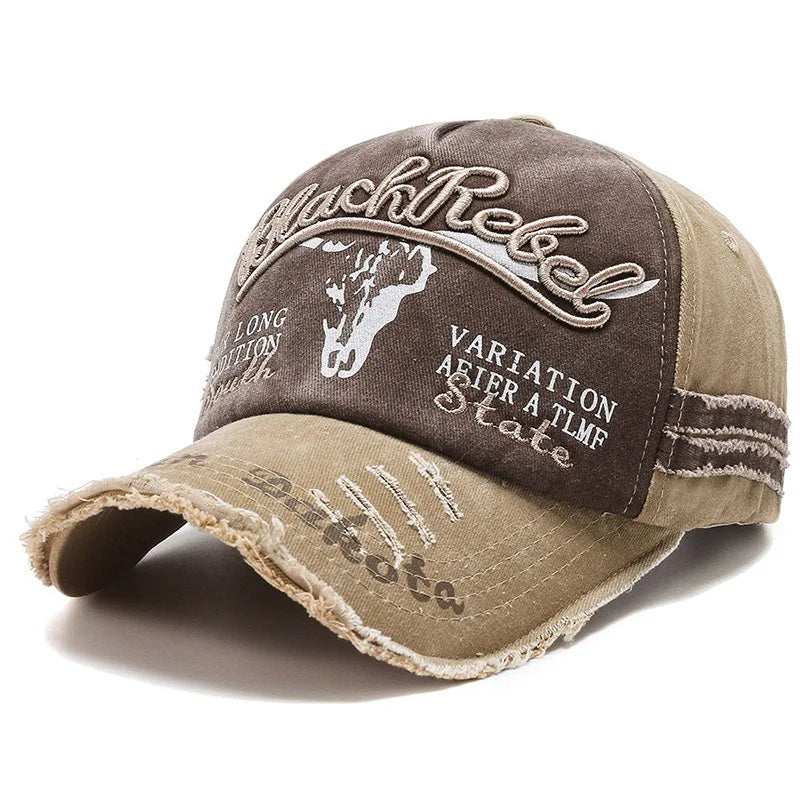 Casquette de baseball vintage « Letter Bull » délavée avec broderie, casquette de soleil rétro pour hommes et femmes, casquette à visière décontractée style hip-hop