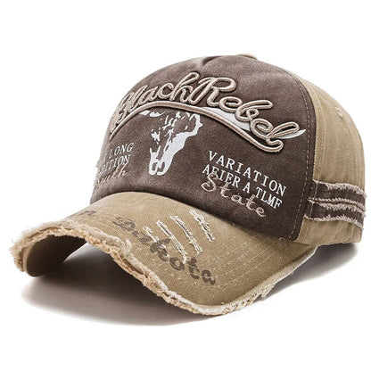 Casquette de baseball vintage « Letter Bull » délavée avec broderie, casquette de soleil rétro pour hommes et femmes, casquette à visière décontractée style hip-hop