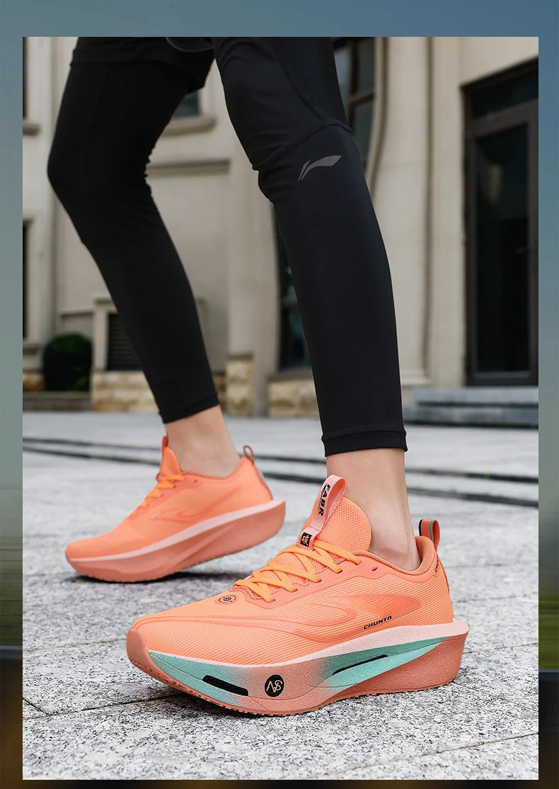 Løbesko med kulfiberplade til maraton, åndbare, lette, komfortable og skridsikre sportssneakers til mænd og kvinder