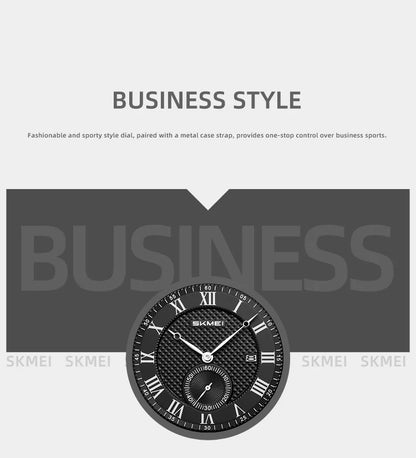 SKMEI 9390 Elegant Men's Quartz Watch Roman Scale Calendar Waterproof Leather Strap Casual Business Watches for Man Reloj Hombre