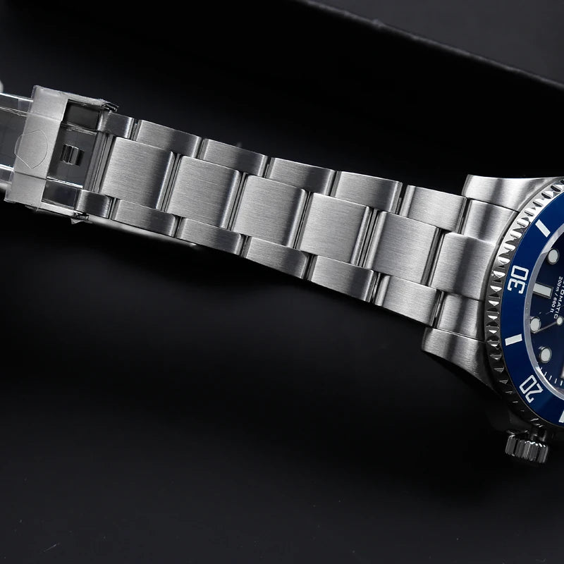 Cronos Sub Diver Men Watch No Date PT5000 Brushed Bracelet Ceramic Bezel 200 meters Water Resistant