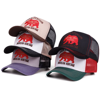 Kreative neue Baseballkappe STETSON Red Bear Truck-Kappe Outdoor-Sport-Sonnenkappe Street-Hip-Hop-Kappe Alltags-Pendler-Netzkappe