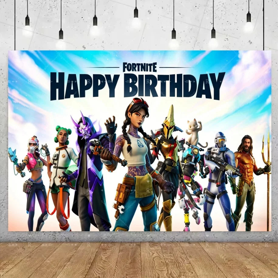 Fortnite Game Theme Birthday Party Decoration Background Fortnite Gamer Banner Boys Girls Photography Supplies Backdrop Kid Gift