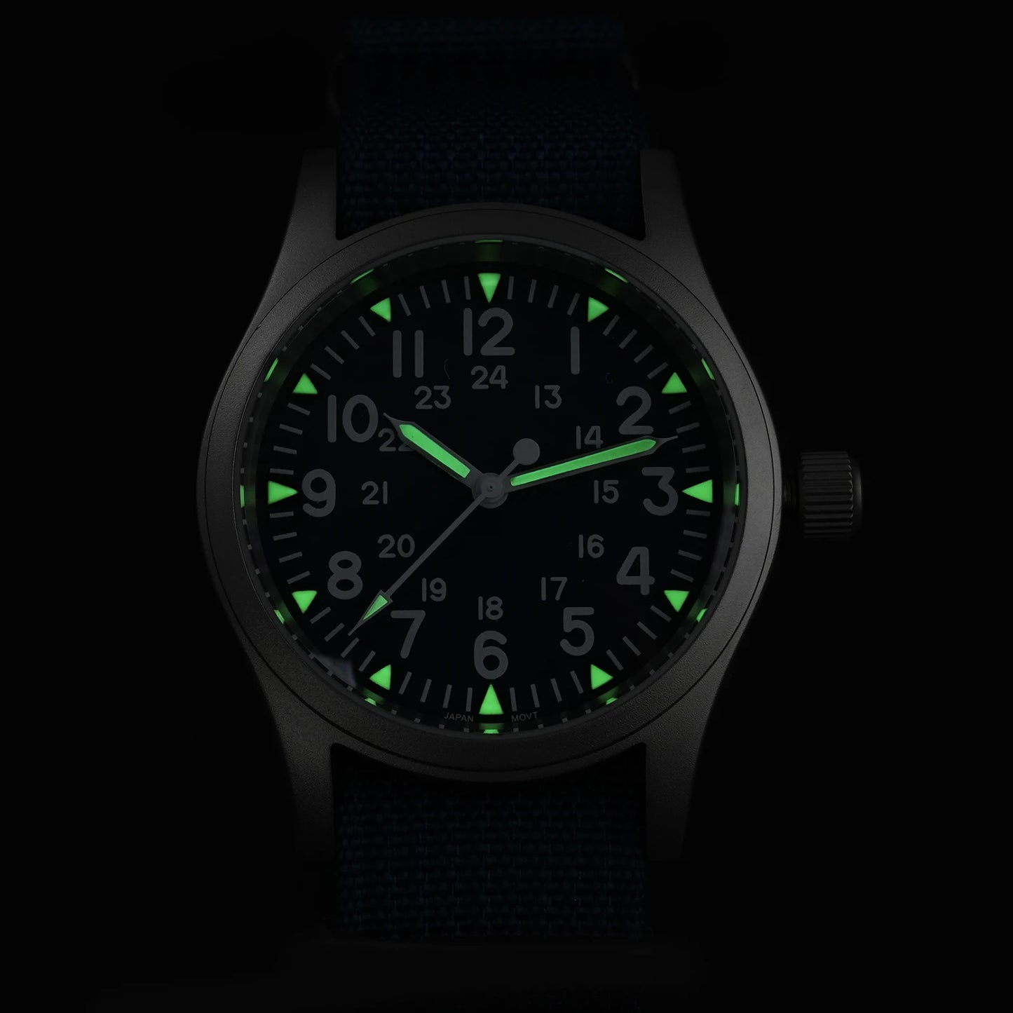 Militado ML05 38mm Military Field Watch VH31 Sweep Quartz Movement Domed Sapphire Crystal Waterproof 100M Super Luminous Watches