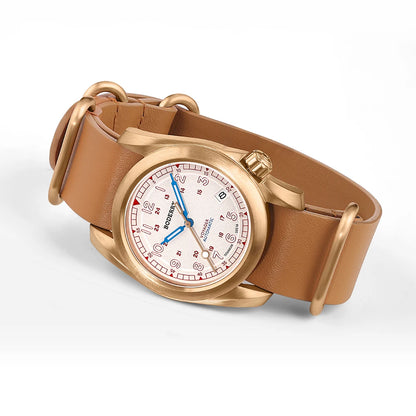 Relógio masculino Boderry Field Watches VOYAGER, caixa em bronze, mecânico automático, 100M impermeável, estilo militar, marca de topo