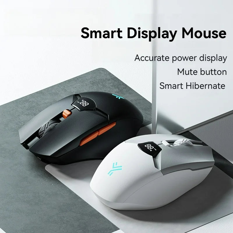Bezprzewodowa mysz Bluetooth 2.4G z wyświetlaczem, akumulatorem 600mAh o dużej pojemności i cichymi przyciskami do gamingu oraz pracy biurowej