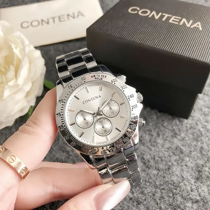 CONTENA Women's Top Brand Quartz Watch Classic Elegant Ladies Watch Luxury Stainless Steel Women Wristwatch Clock montre femme