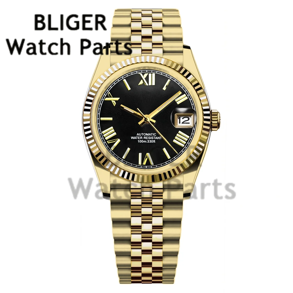 BLIGER 36MM 39MM Luxury Gold NH35 Automatic Mechanical Wristwatch Roman Number Men Watches Sapphire Crystal 10Bar Reloj Hombre