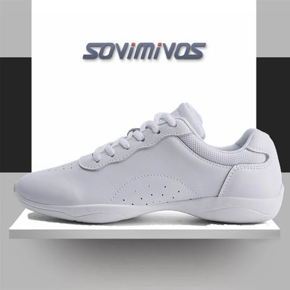 Zapatillas de baile para mujer, zapatillas deportivas planas y ligeras, zapatillas de gimnasia aeróbica de competición, zapatillas deportivas para fitness, zapatillas de baile blancas.