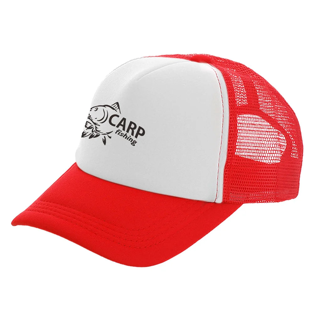 Karpfen-Fischer-Trucker-Caps für Herren – Lustige Angel-Motive – Bedruckte Baseball-Kappe – Coole Sommer-Unisex-Mesh-Kappen MZ-169