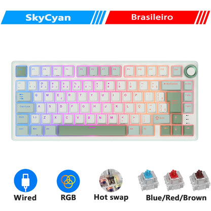 Royal Kludge RK R75 Brazilian Mechanical Keyboard Gasket Wired Gamer Keyboard Hot-swappable 80 Keys RGB Backlit MDA PBT Keycaps