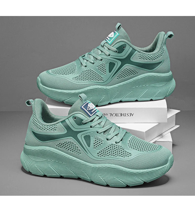 Fashion Platform Men's Running Shoes Trendy Casual Knit Breathable Orange Sneakers Men Outdoor Sports Non-slip Jogging Shoes Man