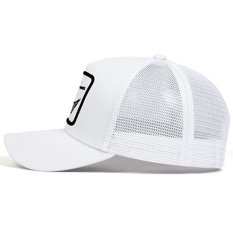 Unisex X Baseball-Netzkappen mit Stickerei eines lächelnden Gesichts und Zähnen – Sonnenhut für Frühling und Sommer, im Freien, mit Sonnenschutz, verstellbare Freizeit-Trucker-Kappen