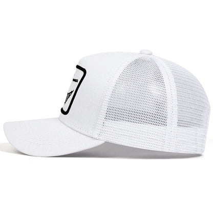 Unisex X Baseball-Netzkappen mit Stickerei eines lächelnden Gesichts und Zähnen – Sonnenhut für Frühling und Sommer, im Freien, mit Sonnenschutz, verstellbare Freizeit-Trucker-Kappen