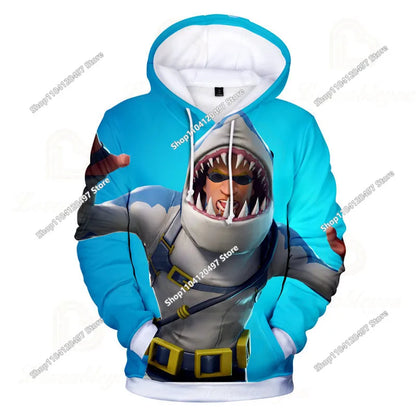 Φούτερ Cosplay Fortnites με κουκούλα, 3D τύπωμα παιχνιδιού, unisex, casual παλτό, anime περιφερειακό kawaii μπουφάν, παιδικά ρούχα, δώρα