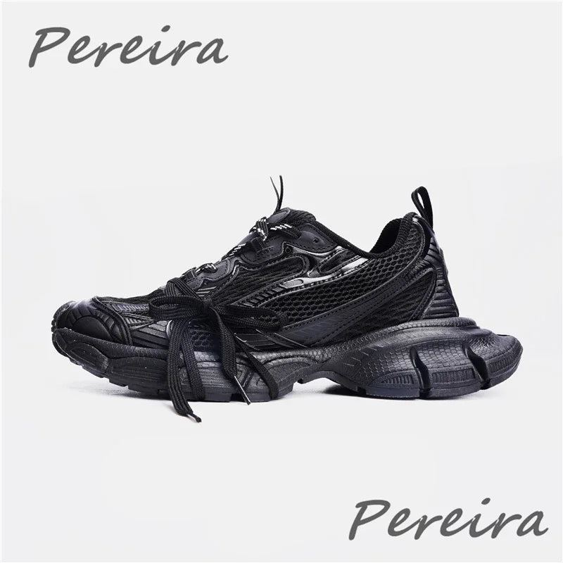 Męskie sneakersy street style na grubej podeszwie, nowe mieszane kolory, sznurowane buty casual dla par, wygodne i oddychające, do biegania i chodzenia