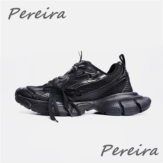 Męskie sneakersy street style na grubej podeszwie, nowe mieszane kolory, sznurowane buty casual dla par, wygodne i oddychające, do biegania i chodzenia