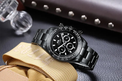 Automatic Mens Watch Self Wind Mechanical Gold Stainless Steel Glacier Ice Blue Dial Chestnut Brown Bezel Luminous Men Watches