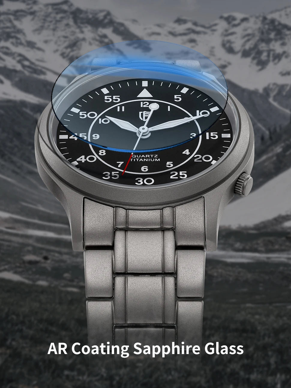 BERNY Titanium Watch For Men AR Coating Sapphire Fashion Wristwatch Luminous VH31 Ultra-thin Quartz Watch Waterproof 5ATM Watch