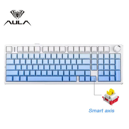 AULA F99 Pro E-sports Gaming Mechanical Keyboard Three Mode RGB Hot Swappable 96% PBT Custom Wireless Keyboard with Medi Knob