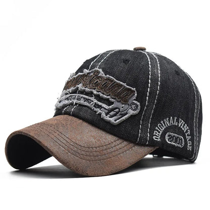 CNTANG Sommer-Denim-Baseballkappe Herrenmode Bestickte Buchstaben Baumwollkappen Snapback Herren Outdoor Freizeit Hip-Hop-Kappe Verstellbar