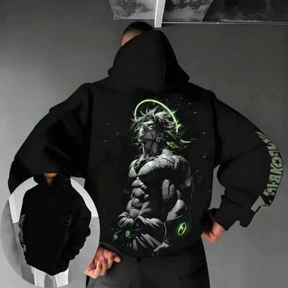 Ny Dragon Ball Z Broly Neon Halo Art-trykt hættetrøje til mænd og kvinder, herretop, sportshættetrøje, Y2K-hættetrøje